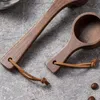 Деревянная ложка для кофе с мерной ложкой на шнурке, кухонная ложка из черного орехового дерева, мерная ложка для сахарного порошка