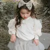 Hoodies Sweatshirts Autumn Korean Childrens Clothing Girl Flower Edge Loose Pullover Long Sleeve Round Collar 231215