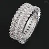 Cluster Rings 2023 Luxury Round Princess Silver Color Eesthetic Eternity Band Rin for Women Jubileums Present Jewelry Wholesale R5579