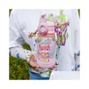 Bouteilles d'eau Grande capacité Big Belly Bouteille Coupe avec sangle St Shoder Kawaii Pichet 1000 ml pour enfants enfants fille autocollant livraison directe Dhxkm