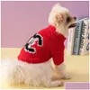 Cão vestuário clássico marcas designer roupas inverno quente pet suéter gola de malha casaco grosso gatos filhote de cachorro roupas drop entrega hom h dhbvx