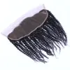 Kinky Curly Human Hair 13x4 Transparenta spetsar Stängningar PRED PLUCKED Natural Hairfin
