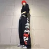 2023 Nowy trend czarny czerwony i białe kobiety swobodny Y2K moda mody luźne proste hip-hopowe spodni