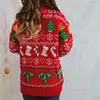 Chandails pour femmes Xingiqng Femmes Pull de Noël Flocon de neige Bas Imprimer Col rond à manches longues Pull Casual Tops tricotés Vêtements de fête
