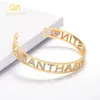 Bangle Gold Name Bangles Personalized ID Family Lover Nameplate Faith Letter Bracelet Stainless Steel Adjusted 231215