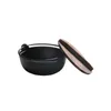 "25cm Cast Iron Soup Stock Pot with Wood Cover - Japanese Sukiyaki Stew Pot for Outdoor Field Hanging, Uncoated, Ideal for 23 People Use"