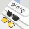 Marcos de gafas de sol de moda 3 en 1 Marco de gafas puras de moda para hombres con clip polarizado en gafas de sol y gafas de mujer de visión nocturna 231215