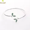 Flyleaf 100% 925 Sterling Silver Opal Leaves Buds Open Bracelets & Bangles For Women Fashion Creative Lady Jewelry 200925224f
