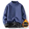 Mens Sweaters Thickened Sweater Knitted Fleece Round Neck Man High Street Casual Long Sleeve Pullovers 231216