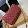 Top quality designer Shoulder bag chain strap handbag Plaid purses Double letter solid buckle Sheepskin caviar pattern Women's luxury Evening Ba