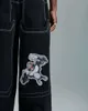JNCO New Haruku Hip Hop Retro Graphic Graphic Praphic Servidered Baggy Dens Pants Men Women Goth High High Brouters Wide