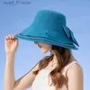 Wide Brim Hats Bucket Hats Women Summer Folding Bucket Hat for Beach Holiday La Spring Striped Bowler for Outdoor Sunscreen Elegant Sun Protection CL231216