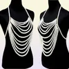 Unique Multilayer Imitation Pearl Bralette Top Body Chain for Women Sexy Chest Necklace Chain Jewelry Lingerie Party Accessories T9931612