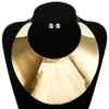 Liffly Grandi girocolli africani Collane per le donne Dichiarazione Collana con colletto geometrico in metallo Bracciale Set di gioielli per feste indiane 210720269Z