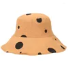 Berets Japanese Women Summer Wide Brim Floppy Bucket Hat Vintage Irregular Polka Dot Print Sunscreen Foldable Cotton Fisherman
