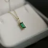 S925 Sterling Silver Emerald Luxury Pendant Necklace 14K Gold Plated Green Cubic Zirconia Necklace