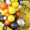 Andra evenemangsfestleveranser 115 st Orange Black Yellow Silver Construction Party Balloon Garland Kit For Kids Birthday Baby Shower Party Decoration Supply 231215