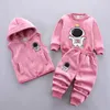 Clothing Sets Baby Boys Clothes Autumn Winter Thick Fleece Astronaut Hooded Vest Coat Pants 3Pcs for Kids Casual Outfits Girls Warm Suit 231215