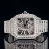 Grossistpris Hip Hop Gold Plated Pave Iced Out Moissanite Diamonds Mechanical Movement Waterproof Men handledsur