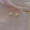 Ohrstecker Exquisite Opal Ozean Seestern Shell Für Frauen Glänzende Zirkon Imitation Perle Blau Ohrring Mädchen Temperament Schmuck
