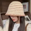 Berets Stripe Fisherman Cap Fashion Mixed Color Warm Bucket Headdress Wool Plush Visors Winter