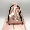 Pochettes en Satin pour cheveux, 20 pièces, emballage de bijoux, cosmétiques, sac à cordon en soie, cadeau de mariage, Sachet de rangement de maquillage imprimé