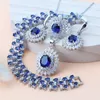 Set di gioielli da sposa Set da sposa in argento naturale 925 con pendente ad anello, collana, orecchini, bracciali, set di zirconi cubici blu per le donne 231216