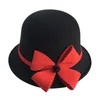Berets Women'S Autumn And Winter Bow Knot Round Top Casual Fisherman'S Basin Cap Small Bowler Hat