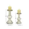 Ljushållare Squat Style Glass Pelar Candle Holder with Silver Speckle Finish Set of 2 9 "12" H 231215