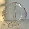 50 PCS Charger Plates Clear Plastic Tray Round Dishes With Rose Gold Patterns Acrylic Decorative Dining Plate For Table Setting