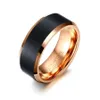Heren 8mm Zwart Rose Goud Kleur Tungsten Wedding Band Ringen Verjaardag Ring Comfort Fit Graveren 227x