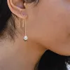 Korean Womens Thread Dangling Earings 14k Gold Butterfly Charm Long Chain Threader Earrings For Women Jewelry