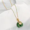 Pendentif Colliers Meyrroyu Acier inoxydable 2 Couleur Jade Elephant Collier pour femmes Chaîne 2022 Tendance Bénédiction Cadeau ethnique Mode 2329