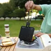 Casseroles Portable Cuisine Petit-déjeuner Sandwichs Fabricant Aluminium Maison Plateau À Frire Antiadhésif Pliable Double Face Poêle Camping Grill