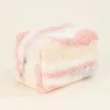 Sacs à cosmétiques en Stock, pochette en peluche multicolore, sac Portable Durable, Patch de lettres pour femmes, maquillage à faire soi-même, grande trousse de toilette pour adolescents