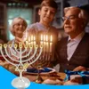 Candelabros 1 pieza Hanukkah portavelas Menorah Vintage clásico geométrico candelabro soporte tiene 9 velas titular decoración del hogar suministros 231215