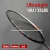 Badminton Rackets 100% Full kolfiber Strung Badminton Rackets 10U spänning 22-35 kg 13 kg Training Racquet Speed ​​Sports med väskor för vuxen 231216