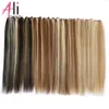 Perruques synthétiques droites blondes cheveux humains tissés brésilien Remi tissu étendu 1828 pouces haute brillance Ombre #613 231215