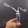 Pequeno Mini Hookah Glass Burner Bong com Matrix Perc LED Light Smoking Water Pipe com Snuff Snorter Sniffer Recycler Ice Catcher Bong com 10mm Masculino Oil Bowl Pot