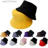 Cappelli larghi cappelli a secchio cappello unisex cappello nero colore solido solido a doppia faccia semplice bob hop hop cappello da uomo maschile da uomo da pesca da pesca da pesca da uomo cl231216