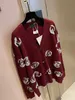 Moda invernale 2 colori lettera ricamo modello lana spessa monopetto cardigan allentato maglione da donna bottoni vintage cappotto lavorato a maglia