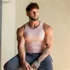 Men's T-Shirts Men Vest New Summer Fast Drying Stretch Fitness Clothes Gym Running Training Slim Vertical Stripe Fashion Sportswear Tank topL231216