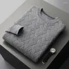 Erkek Sweaters Sonbahar ve Kış Merino yünü O yaka kazak uzun kollu gevşek büyük boyutlu alt gömlek yastıklı gündelik örgü üst