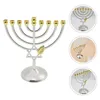 Bougeoirs Bougeoir pour Hanukkah Vintage classique géométrique chandelier support contient 9 bougies décor à la maison pour les événements banquets 231215