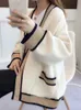 Womens Sweaters Female Sweater White Thick Knitted Cardigans for Woman Oversized Korean Fashion AutumnWinter Long Sleeve Ladies 231216