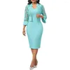 Robes décontractées Dress Cardigan Set Elegant Women's Coat Suit avec de la broderie de fleurs en dentelle V Sage de slim coule pour spécial