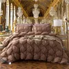 Comforters sätter 100% gås ned täcke 3D lyxig quiltad quilt king drottning full storlek tröstare vinter tjock filt fast färg 231215