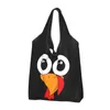 Shopping Bags Cute Turkey Face Thanksgiving Grocery Bag Durable Reusable Recycle Foldable Heavy Duty Washable Lightweight