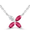 0.4Ctw Marquise Lab Gemstone Diamond Accent Floral Necklace In 14K White Gold