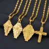 Hawaiian Luxury Cross Pendant Chain 14k Yellow Gold Designer Necklaces Men Women Micronesia Chuuk Marshall Guam Jewelry Crosses